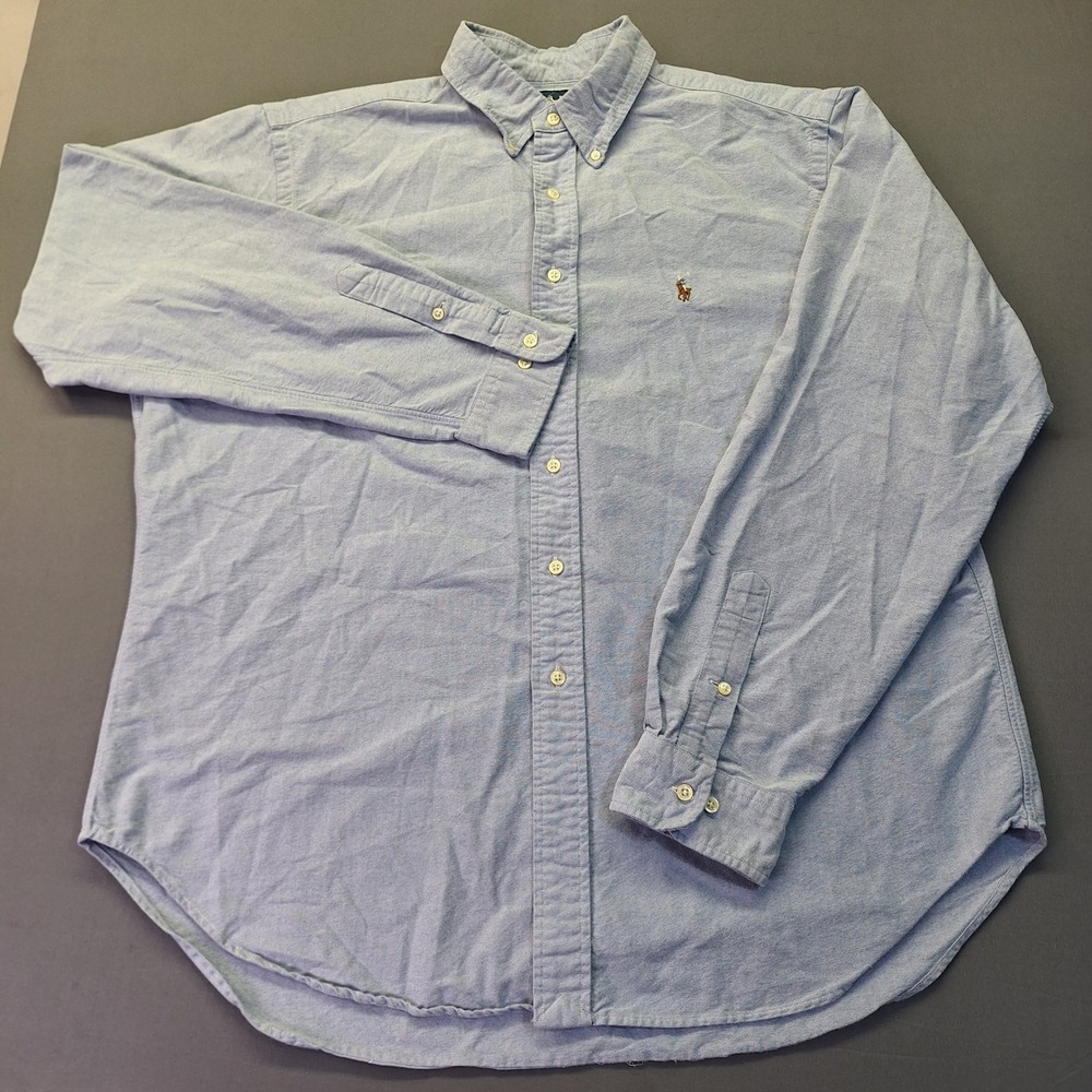 Polo Ralph Lauren Mens Classic Fit Oxford Shirt Blue Long Sleeve 17.5 36/37
